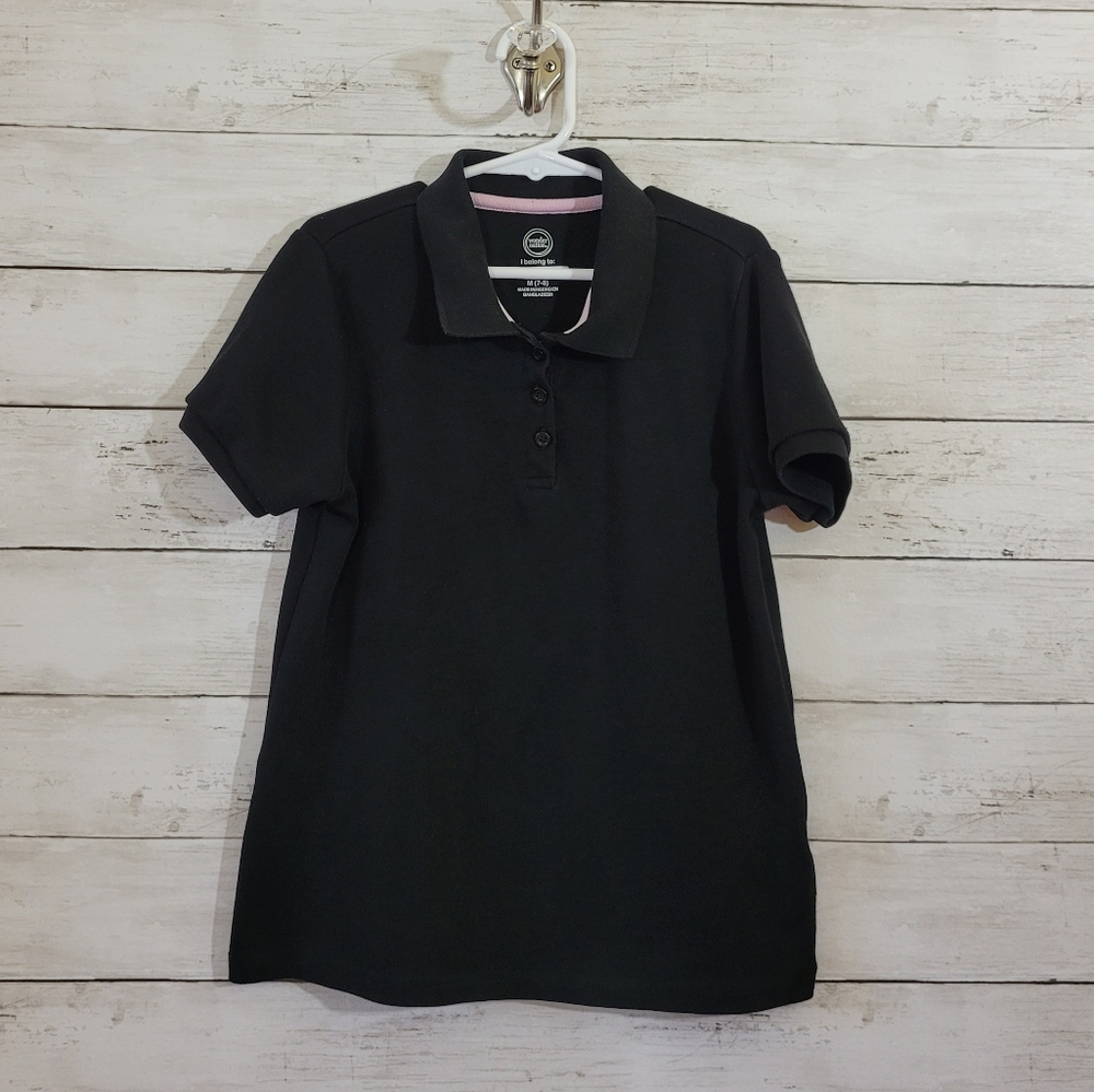 Wonder Nation Girls Polo‎ Shirt with Short Sleeves in Black Size Medium 7/8